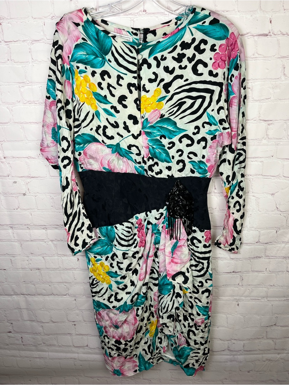 A.J. Bari Vintage 1980s Mixed Print Cocktail Dress